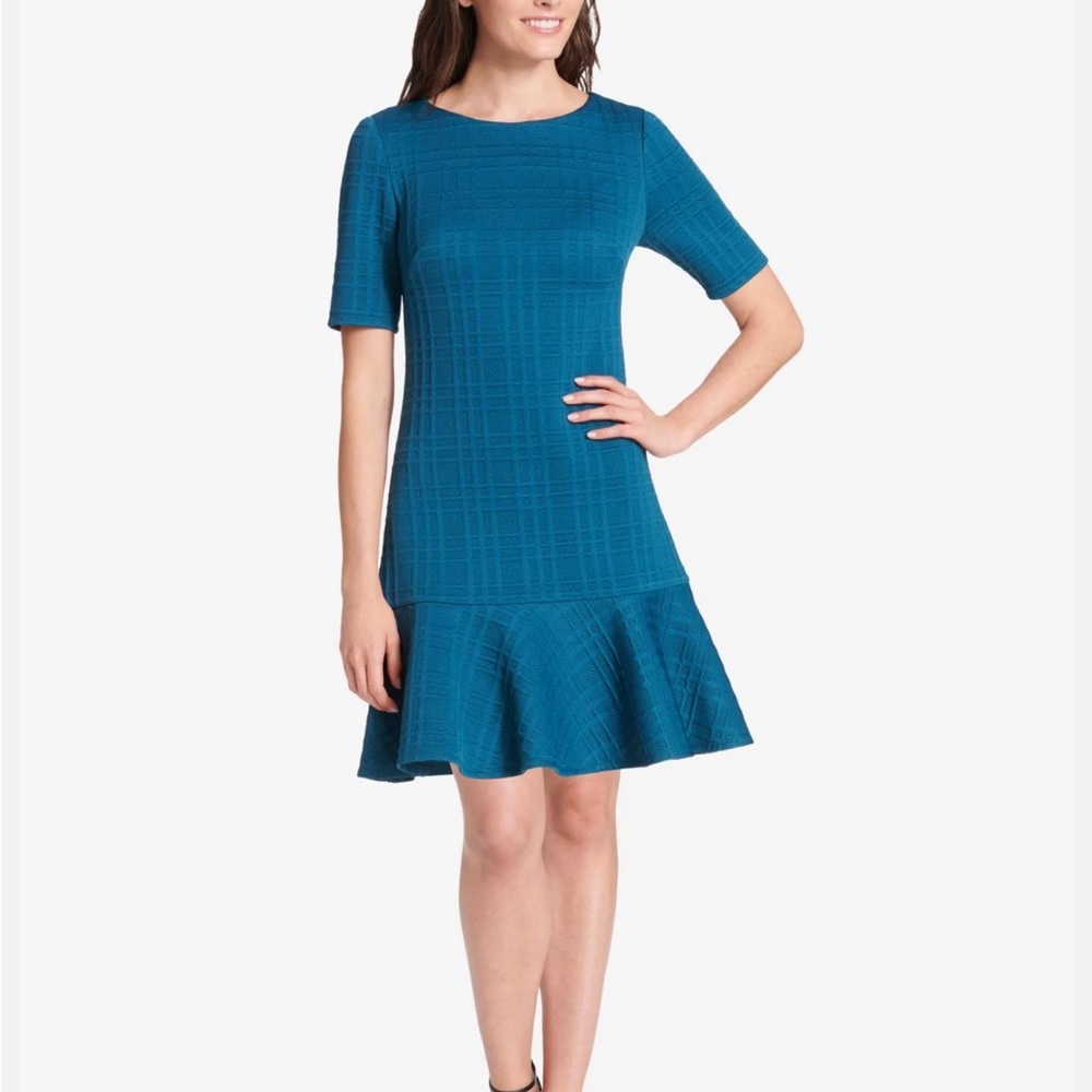 Jessica Howard Teal Flounce Hem Dress
